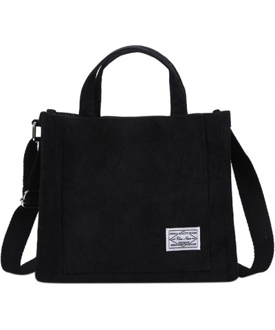 Shoulder Bags Women's Canvas Bag Corduroy Handbag Fashion Casual Shoulder Messenger Bag Mini Tote Bag Black $3.05 Totes