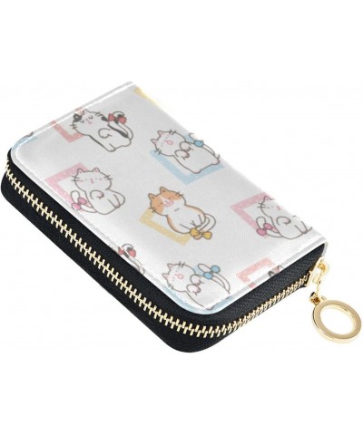 Cute Cartoon Cat RFID Credit Card Holder Leather With Zipper Card Case Wallet for Women Girls $11.20 Wallets