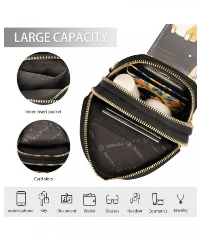 Crossbody Sling Bag for Women Men Leather Chest Bags Purse Adjustable Cross Body Daypack for Work Shopping Traveling Corgi Cu...