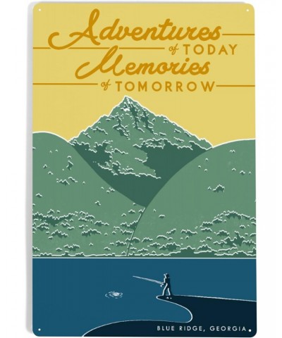 12x18 Inch Metal Sign, Blue Ridge, Georgia, The Adventures of Today, Vintage Fisherman and Mountains Press $20.25 Totes