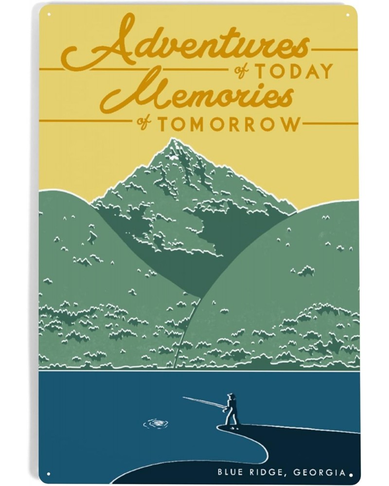 12x18 Inch Metal Sign, Blue Ridge, Georgia, The Adventures of Today, Vintage Fisherman and Mountains Press $20.25 Totes