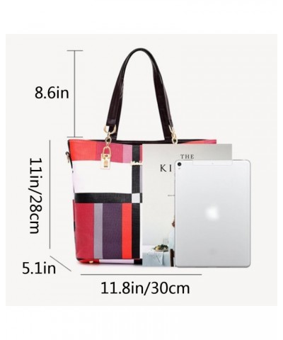 Women 6pcs Tote Purse Handbags Set PU Leather Top-Handle Crossbody Bag Clutch Wallet Key Holder Black Red $30.13 Totes