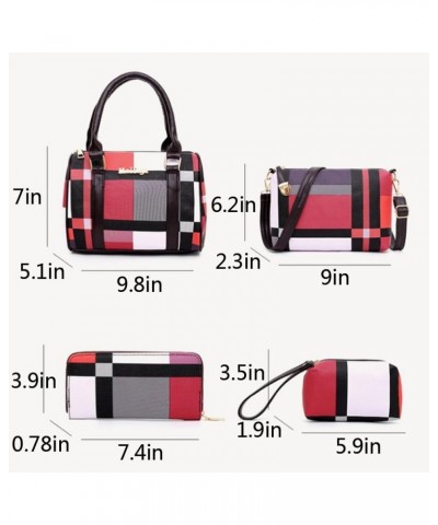 Women 6pcs Tote Purse Handbags Set PU Leather Top-Handle Crossbody Bag Clutch Wallet Key Holder Black Red $30.13 Totes