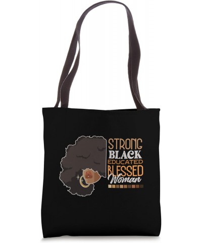 Melanin Pride Strong Black Educated Blessed Woman African Tote Bag $11.54 Totes