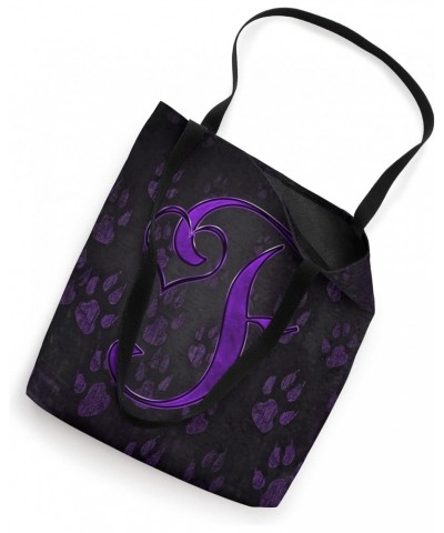 Paw Print Letter F Purple Pet Dog Cat Animal Heart Love Name Tote Bag $10.05 Totes