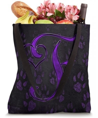 Paw Print Letter F Purple Pet Dog Cat Animal Heart Love Name Tote Bag $10.05 Totes