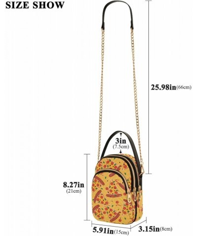 Cute Cartoon Yummy Pizza Crossbody Bags for Women Quilted Shoulder Bag Handbag with Chain Strap Trendy Cross Body Cell Phone ...