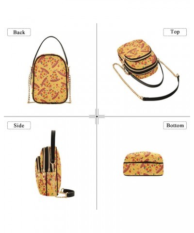 Cute Cartoon Yummy Pizza Crossbody Bags for Women Quilted Shoulder Bag Handbag with Chain Strap Trendy Cross Body Cell Phone ...