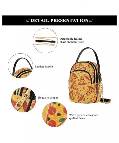 Cute Cartoon Yummy Pizza Crossbody Bags for Women Quilted Shoulder Bag Handbag with Chain Strap Trendy Cross Body Cell Phone ...