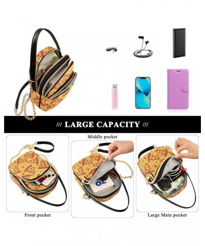 Cute Cartoon Yummy Pizza Crossbody Bags for Women Quilted Shoulder Bag Handbag with Chain Strap Trendy Cross Body Cell Phone ...