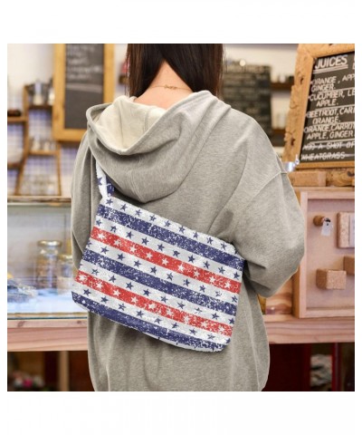 4th of July Women Boho Handbag Grunge Stars Stripes Liberty Underarm Bag Tote Bag Shoulder Bag Crossbody Bag Fluffy Cell Phon...