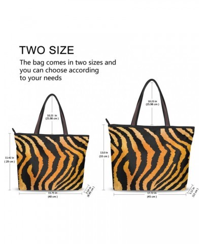 Womens Tote Bag, Tiger Skin Print Ladies Zip Shoulder Handbags $11.28 Shoulder Bags