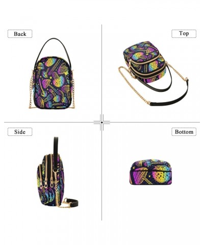 Cell Phone Purse Neon Bright Magic Mushroom Crossbody Handbag Durable Shoulder Bag Sturdy Travel Pouch Compact Chic Bag for W...