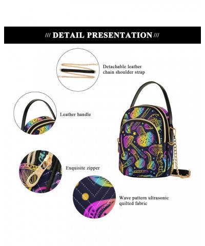 Cell Phone Purse Neon Bright Magic Mushroom Crossbody Handbag Durable Shoulder Bag Sturdy Travel Pouch Compact Chic Bag for W...