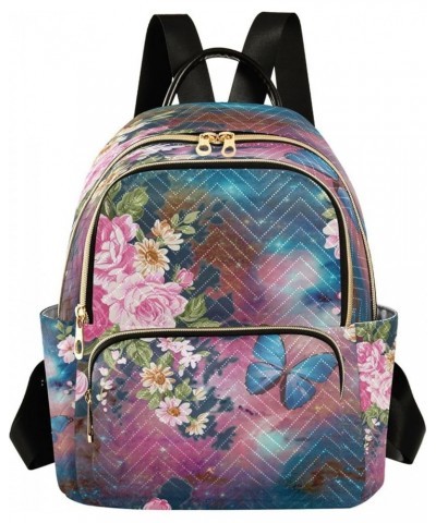 Fashion Backpack Mini Backpack Purse Casual Daily Backpack Flower and Butterfly for Travel for College Work Small $16.32 Back...