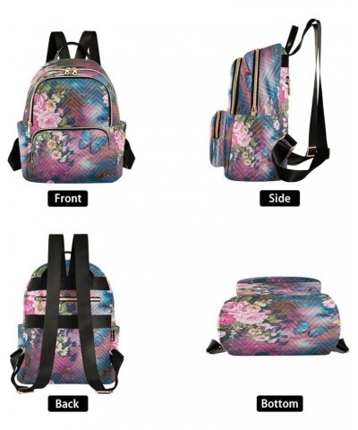 Fashion Backpack Mini Backpack Purse Casual Daily Backpack Flower and Butterfly for Travel for College Work Small $16.32 Back...