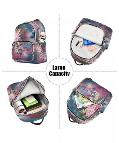 Fashion Backpack Mini Backpack Purse Casual Daily Backpack Flower and Butterfly for Travel for College Work Small $16.32 Back...