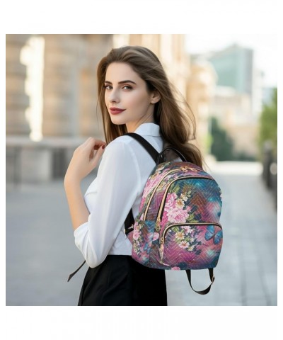 Fashion Backpack Mini Backpack Purse Casual Daily Backpack Flower and Butterfly for Travel for College Work Small $16.32 Back...