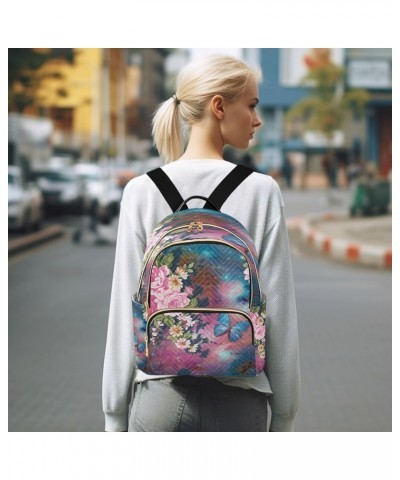 Fashion Backpack Mini Backpack Purse Casual Daily Backpack Flower and Butterfly for Travel for College Work Small $16.32 Back...