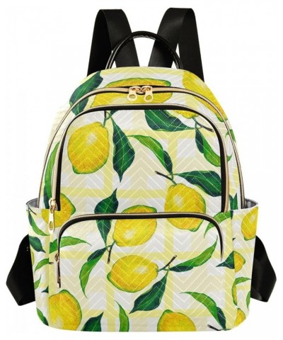 Women Backpack Lemon Yellow Plaid Retro Anti-Theft Travel Backpack with Luggage Belt Lightweight Handbag Lady Purse Roomy Dou...