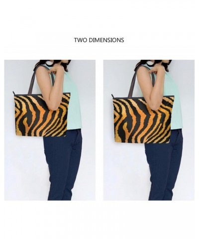 Womens Tote Bag, Tiger Skin Print Ladies Zip Shoulder Handbags $11.28 Shoulder Bags