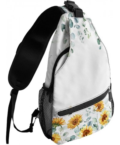 Sling Bag Crossbody Bag for Women Men Eucalyptus Leaves Dandelion Flower Live Laugh Love Linen Waterproof Hiking Backpack Lig...