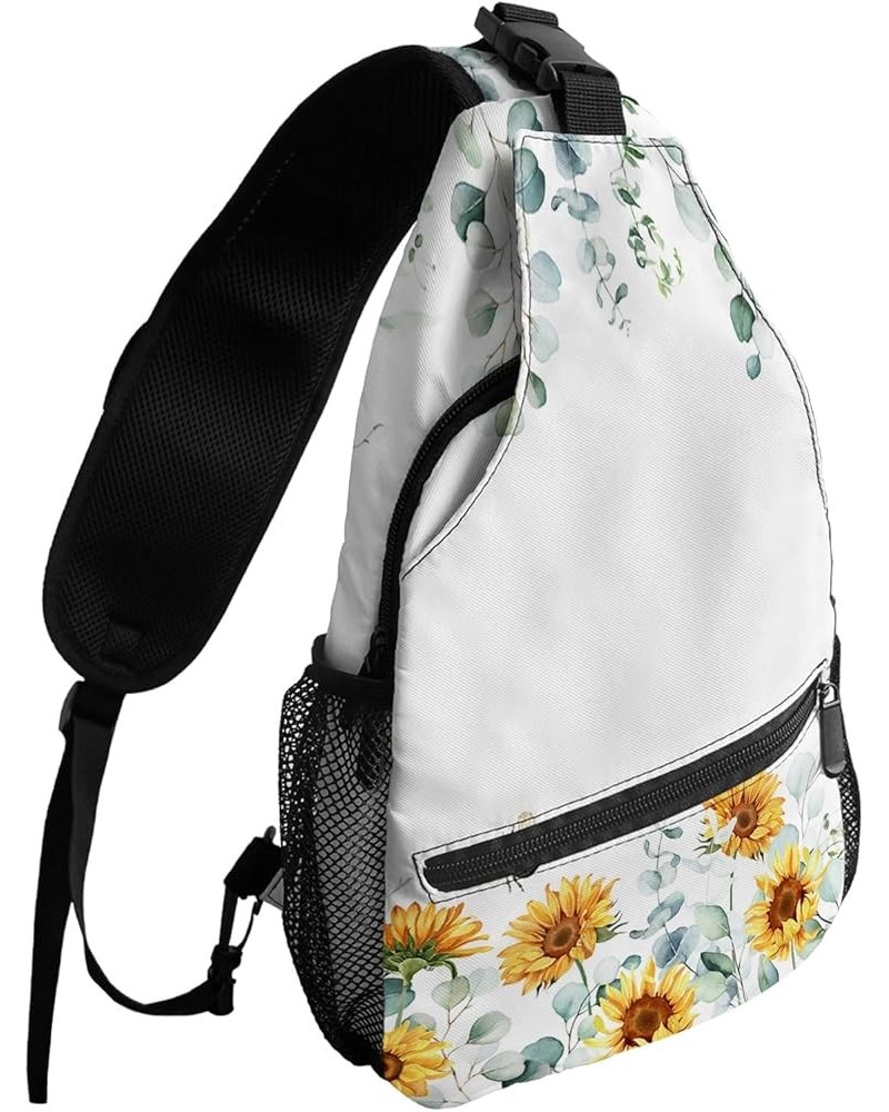 Sling Bag Crossbody Bag for Women Men Eucalyptus Leaves Dandelion Flower Live Laugh Love Linen Waterproof Hiking Backpack Lig...