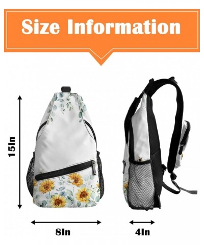 Sling Bag Crossbody Bag for Women Men Eucalyptus Leaves Dandelion Flower Live Laugh Love Linen Waterproof Hiking Backpack Lig...