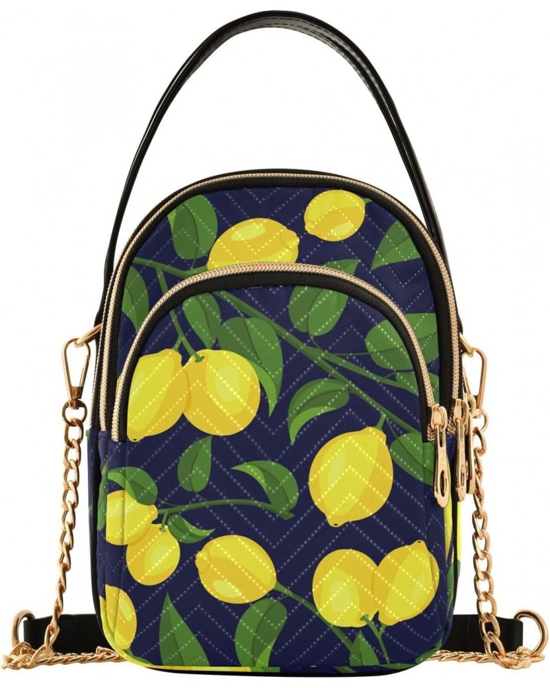 Lemon Leaves Multi Pockets Crossbody Bags for Women Zip Cell Phone Purse Wallet Bag with Detachable Shoulder Strap Shoulder P...