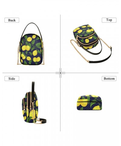 Lemon Leaves Multi Pockets Crossbody Bags for Women Zip Cell Phone Purse Wallet Bag with Detachable Shoulder Strap Shoulder P...