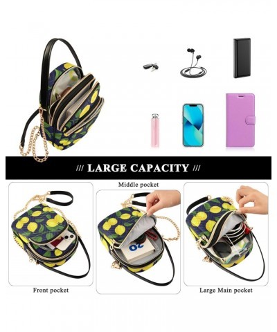 Lemon Leaves Multi Pockets Crossbody Bags for Women Zip Cell Phone Purse Wallet Bag with Detachable Shoulder Strap Shoulder P...