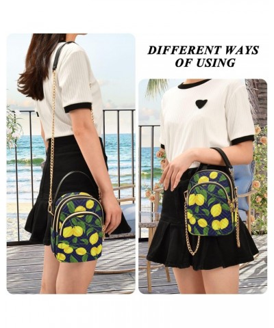 Lemon Leaves Multi Pockets Crossbody Bags for Women Zip Cell Phone Purse Wallet Bag with Detachable Shoulder Strap Shoulder P...