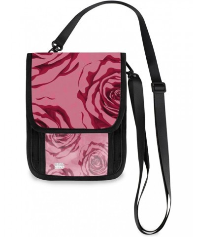 Small Crossbody Cell Phone Purse Bag 4 for Women Wallet Purse Red Roses Pattern Mini Messenger Shoulder Handbag $10.79 Crossb...