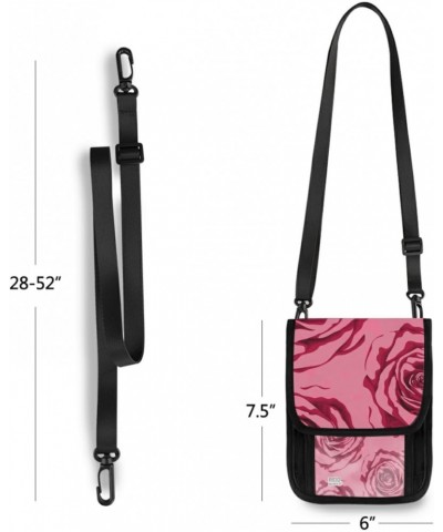 Small Crossbody Cell Phone Purse Bag 4 for Women Wallet Purse Red Roses Pattern Mini Messenger Shoulder Handbag $10.79 Crossb...