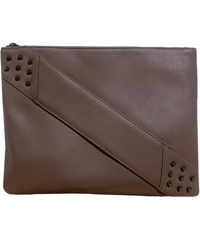 Fashion Women Clutches Rivet PU Leather Crossbody Bag Envelope Clutch Purse with Hand Strap Dark Khaki $14.30 Clutches