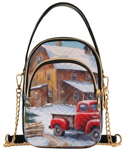 Christmas Winter House Truck Crossbody Bags for Women Cross Body Bags Cell Phone Bag with Chain Strap for Gifts $15.07 Crossb...