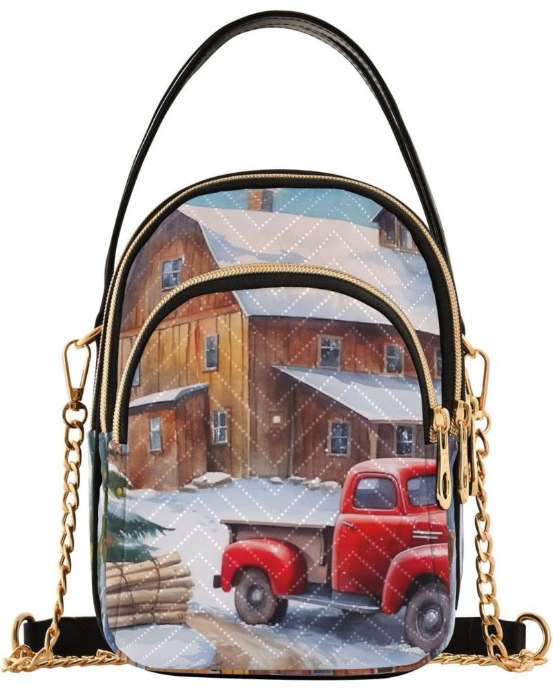 Christmas Winter House Truck Crossbody Bags for Women Cross Body Bags Cell Phone Bag with Chain Strap for Gifts $15.07 Crossb...