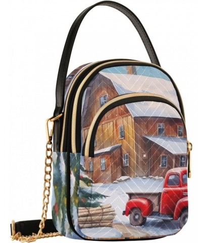 Christmas Winter House Truck Crossbody Bags for Women Cross Body Bags Cell Phone Bag with Chain Strap for Gifts $15.07 Crossb...