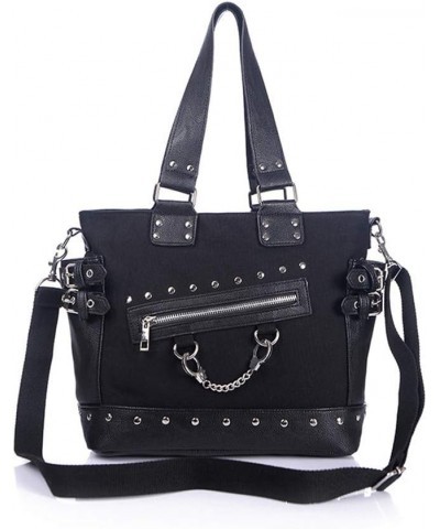 Women Fashion Rivet Handbag Purse Luminous Canvas Punk Tote with Shoulder Strap Crossbody Bag Large Capacity Black $26.38 Sho...