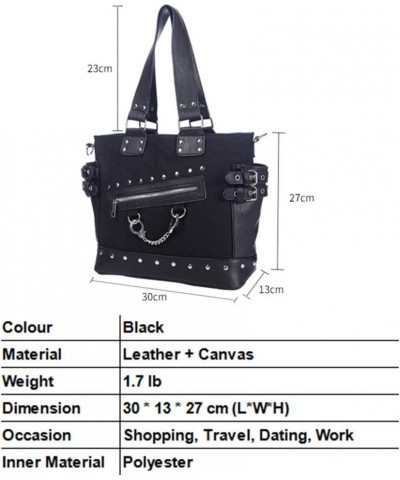 Women Fashion Rivet Handbag Purse Luminous Canvas Punk Tote with Shoulder Strap Crossbody Bag Large Capacity Black $26.38 Sho...