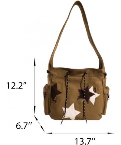 Grunge Aesthetic Messenger Bag for Women Men Vintage Canvas Crossbody Shoulder Tote Hobo Bag Cute Star Purse Black $13.63 Totes