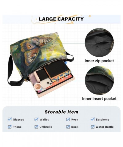 Butterfly Oasis Shoulder Bag Large Slouchy Hobo Bag for Women Men Waterproof PU Leather Crossbody Handbag Casual Tote with Ad...