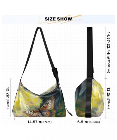 Butterfly Oasis Shoulder Bag Large Slouchy Hobo Bag for Women Men Waterproof PU Leather Crossbody Handbag Casual Tote with Ad...