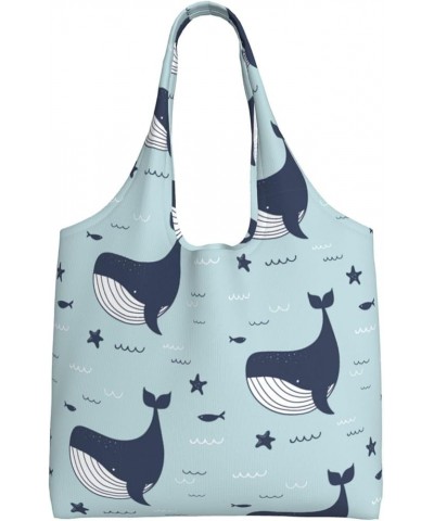 Whales Single Shoulder Commuter Canvas Tote Bags For Women And Men Whales 18 $9.23 Totes