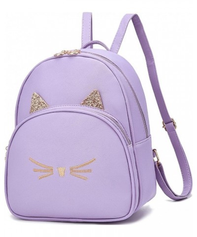 Mini Backpack Purse for Women Small Fashion Backpack for Ladies PU Leather Shoulder Backpacks with Cat Print Purple $12.99 Ba...