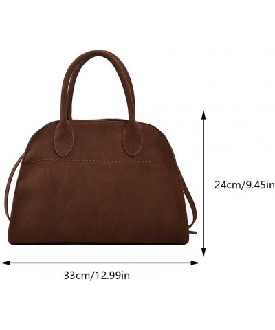 Suede Tote Bag for Women Casual Work Tote Top-handle Satchel Bag Suede Leather Hobo Bag Vintage Crossbody Shoulder Bag Brown-...