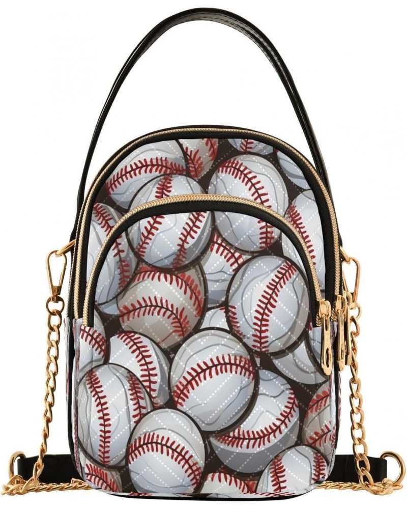 Baseball Texture Shoulder Bags for Women Retro Classic Handbag Purse Small Purses with Chain $15.07 Totes