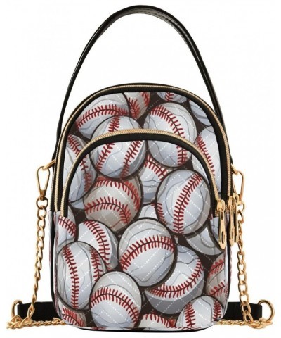 Baseball Texture Shoulder Bags for Women Retro Classic Handbag Purse Small Purses with Chain $15.07 Totes