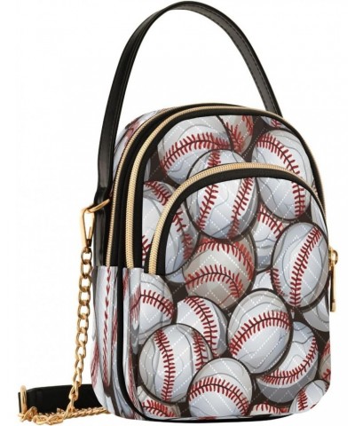 Baseball Texture Shoulder Bags for Women Retro Classic Handbag Purse Small Purses with Chain $15.07 Totes