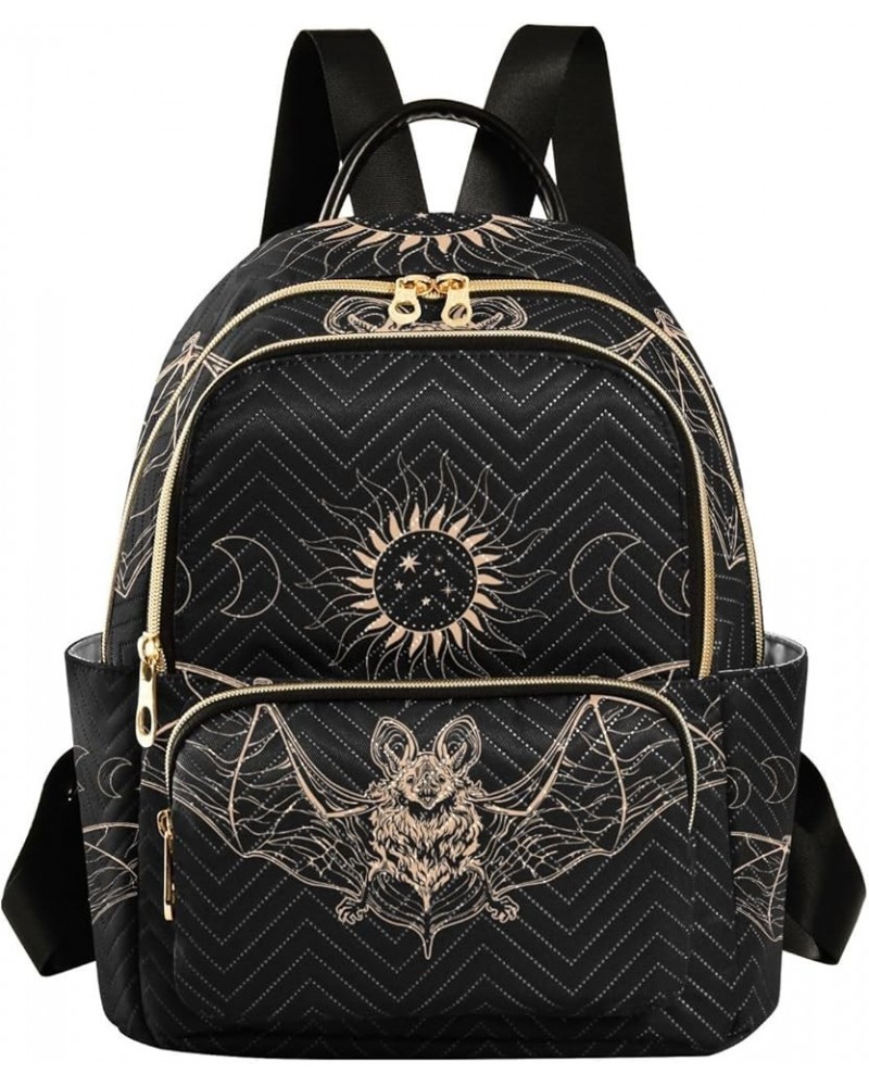 Small Backpack for Women Travel Bag Golden Bat with Sun Daypack Purse Fashion Shoulder Bag Rucksack Medium B975 $10.66 Backpacks